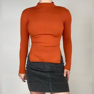 BABATON ARITZIA Ambrosia Sculpt Knit Flambeau Red‎ Ribbed Stretchy Tie